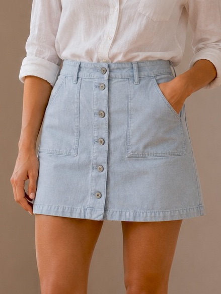 American Eagle Blue Button Front Mini Skirt Size 10